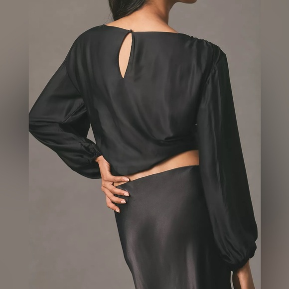 NWT By Anthropologie Balloon-Sleeve Silky Blouse - Picture 3 of 6